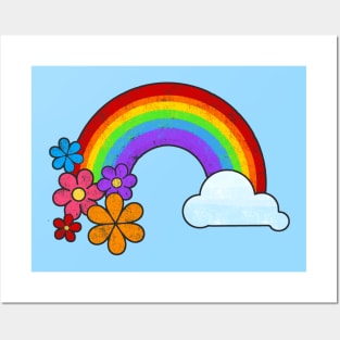 Rainbow with Flowers Posters and Art